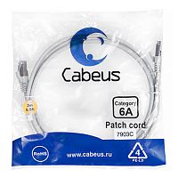Cabeus PC-UTP-RJ45-Cat.6a-0.5m-LSZH Патч-корд U/UTP, категория 6а (10G), 2xRJ45/8p8c, неэкранированный, серый, LSZH, 0.5м | код 7893c | Cabeus