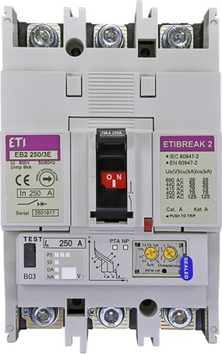 Автоматический выключатель EB2 250/3E 250А 3р (70кА) | код 004671304 | ETI