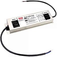 Источник питания AC-DC, 199.8Вт, IP67, вход 100…305В AC, 47…63Гц/142…431В DC, ККМ, выход 18...36В/5.55А, изоляция 3750В AC, в кожухе 244х71х37.5мм, -40…+85С (корпус), DALI димминг | код ELG-200-36DA | MeanWell