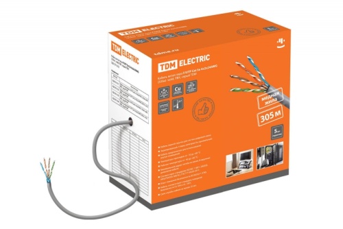 Кабель витая пара F/UTP Cat 5e 4х2х24AWG (305м) solid. ПВХ. серый ТРТС | код SQ0107-0102 | РЭМЗ ТМ