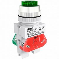 Выключатель кнопочный ВК-30 30 мм? 220В, IP54, Зеленый | код. 25043DEK | DEKraft