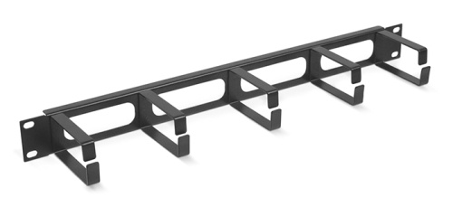 Cabeus JB08-1U-BK Кабельный органайзер горизонтальный 19 1U, 5 колец, металлический, цвет черный (RAL9004) | код 7115c | Cabeus