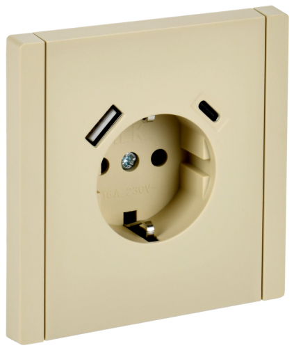 FORTE&PIANO Роз. з/к/ш в/к 16А USB A+C 18Вт FP447 ван. IEK | код FP-R14-16-U22-018-K10 | IEK
