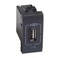 Розетка USB Mosaic 1мод. 1.1А 230/5В антрацит Leg BTC | Код. L4285C1 | Bticino