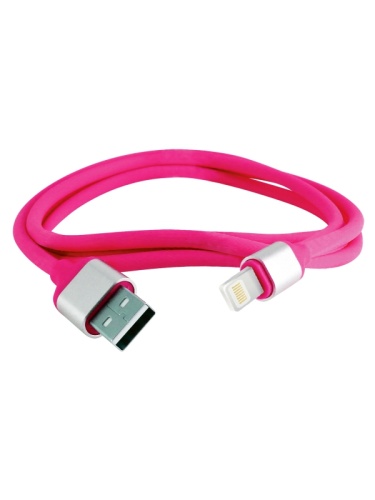 Дата-кабель, ДК 21, USB - Lightning, 1 м, силиконовая оплетка, розовый, TDM | код SQ1810-0321 | TDM