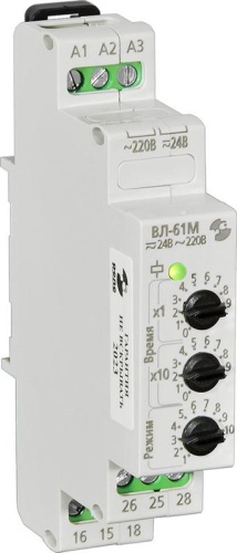 Реле времени ВЛ-61М 24В AC-DC/220В AC 10 режимов 0.1с.9.9ч | код A8223-76911366 | Реле и Автоматика