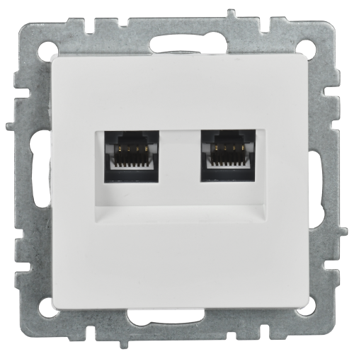 BRITE Розетка компьютерная двойная кат.5E RJ45 РК10-2-БрБ белый | код BR-K20-1-K01 | IEK фото 4