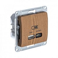 GLOSSA USB РОЗЕТКА А + тип-С 45Вт высокоскор.заряд. QC, PD, механизм, ДЕРЕВО ДУБ | код GSL000529 | Systeme Electric