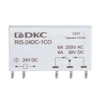 Реле миниатюрное ультратонкое, 1CO, ком. ток 6А, AgSnO, напряжение 12V DC | код RIS-12DC-1CO | DKC