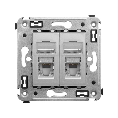 Компьютерная розетка RJ-45 в стену, кат.5e двойная экранированная, Avanti, Закаленная сталь | код 4404364 | DKC