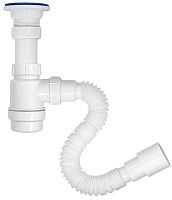 Сифон 2 в 1 для умывальника 1 1/2х40 (выпуск с не жавеющей решеткой) с гофротрубой 40х40/50 с отводом | код ИС.110678 | MasterProf
