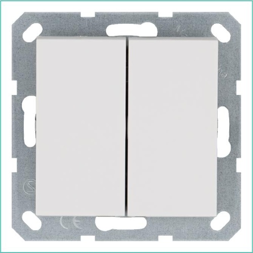 Выключатель одноклавишный перекрестный 10A 250V~ с накладкой, цвет белый глянцевый | код G3013W | Jasmart