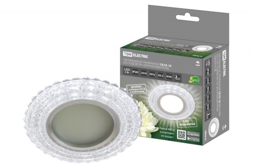 Светильник встраиваемый СВ 03-10 MR16 50Вт G5.3 LED подсветка 3 Вт зеркальный/хром TDM | код SQ0359-0138 | TDM