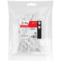 Скоба пластиковая крепежная плоская 10 мм белая NO-224-586 (50 шт/уп) | код Б0066652 | ЭРА