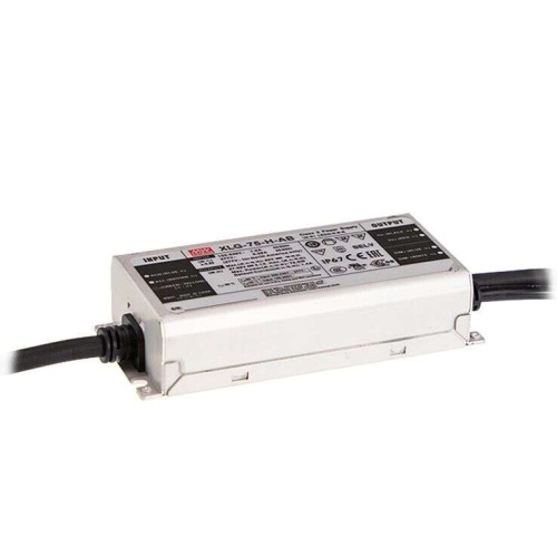 Источник питания AC-DC, 60Вт, IP67, вход 100…305В AC, защита от 380 В, 47…63Гц, ККМ, выход 5А/8.4…12В, изоляция 3750В AC, в кожухе 140х63х32мм, -40…+90С (корпус), встр. потенциометр | код XLG-75I-12-AB | MeanWell