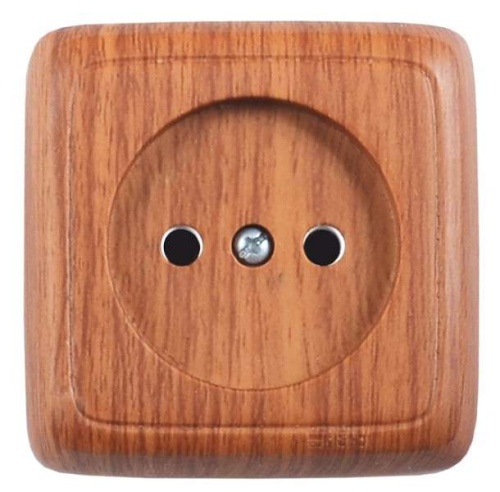 Розетка наружная со шторками с изоляционной пластиной дуб | код РА16-104-05 | HEGEL