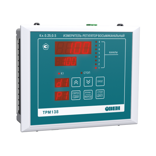 Измеритель-регулятор универсальный восьмиканальный ТРМ138-ТТТТТТРР.Щ7 | код 134422 | ОВЕН