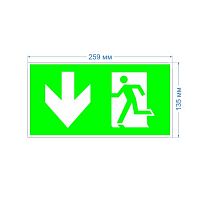 Пиктограмма бэклит зеленая для аварийного светильника SSA-103 ''Человек-стрелка-вниз'' 259x135мм INFO-SSA-118 ЭРА | код Б0057714 | ЭРА