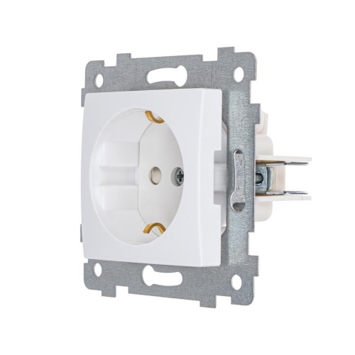 Розетка 1-м СП Мария РС16-446 16А IP20 с заземл. защ. шторки механизм бел. Кунцево 110020 фото 2