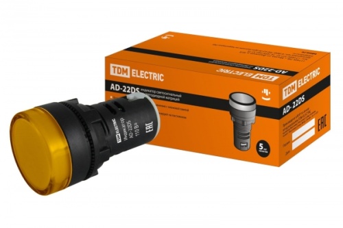 Лампа AD-22DS(LED)матрица d22мм желтый 110В AC/DC TDM | код SQ0702-0030 | TDM