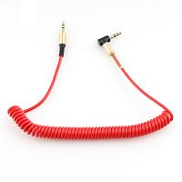 Кабель аудио 90? спиральный Cablexpert CCAB-02-35MMLC-1.8MR. 3.5 джек (M)/3.5 джек (M), красный, 1.8м, блистер | код CCAB-02-35MMLC-1.8MR | Cablexpert