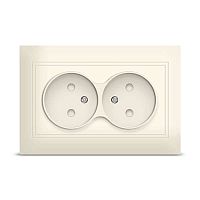Севиль Розетка двойная без заземления с защитной шторкой слоновая кость (ivory) | код Б-С0048 | Universal