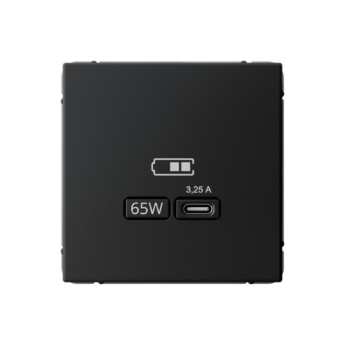 ARTGALLERY USB РОЗЕТКА тип-С 65Вт высокоскор.заряд. QC, PD, механизм, КАРБОН | код GAL001027 | Systeme Electric