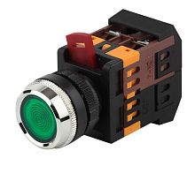 Кнопка ABLFS-22 зел. d22мм неон/240В 1з+1р BBT30-ABLFS-K06E | код Б0045656 | ЭРА