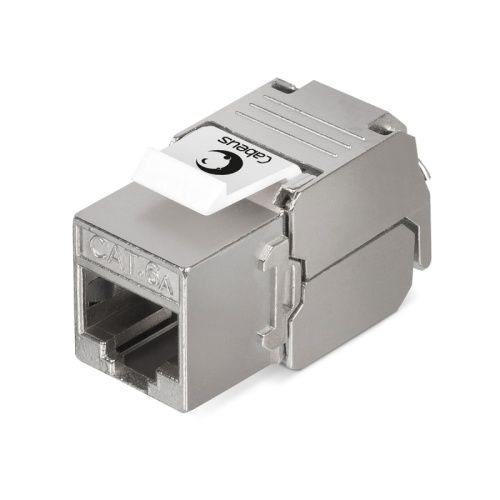 Cabeus KJ-RJ45-Cat.6A-SH-180-Toolless Вставка Keystone Jack RJ-45(8P8C), 180 градусов, категория 6A, полный экран, без инструмента Toolless | код 7655c | Cabeus