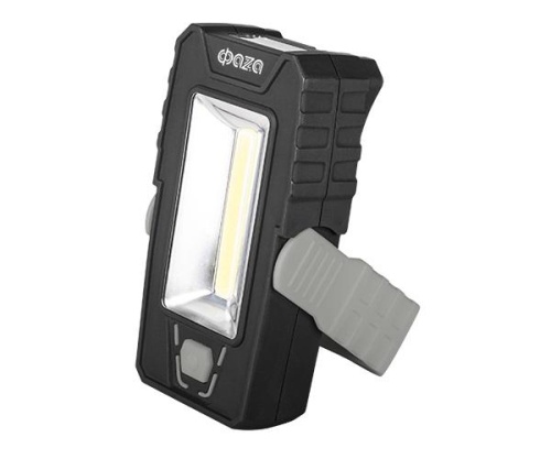 Фонарь светодиодный рабочий WL2-L2W/L03-gy 2COB(150лм)+3LED(30лм) IP44 яркий/эконом магнитное основание с вращением на 180град. ABS-пластик с прорезиненным покрытием 3хAAA (не в компл.) сер. | код 5023703 | ФАZА