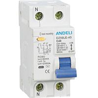 Диф. автомат DZ59LE-40 1P+N 10A 30mA х-ка С 4.5kA (ANDELI) | код ADL02-051 | ANDELI