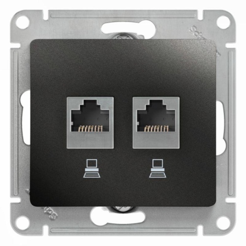 Розетка компьютерная 2-м Glossa RJ45 кат.5E механизм антрацит | код GSL000785KK | Schneider Electric