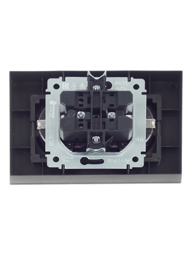 BRITE Розетка 2-местная с заземлением с защитными шторками 16А в сборе РСш12-3-БрС сталь | код BR-R24-16-K46-F | IEK фото 5