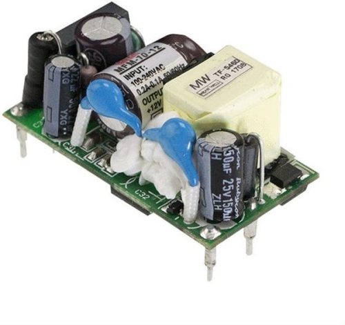 Источник питания AC-DC, 10Вт, вход 80...264В AC 47...440 Гц, выход 15В/0.67А, изоляция 4000В AC, без корпуса 42х22.3х20.5мм, -30...+85C | код MFM-10-15 | MeanWell