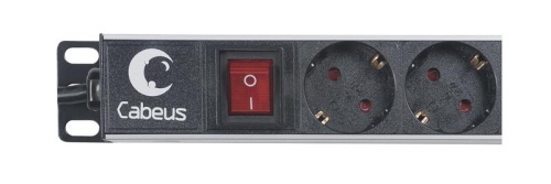 Блок евророзеток для 19' шкафов, 12 розеток, 16 A,выключатель, шнур 2м, алюминиевый корпус, немец кий стандарт | код 7295c | Cabeus фото 2