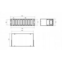 Hyperline FO-19R-3U-12xSLT-W140H42-96UN-BK Бокс оптический универсальный 19, от 8 до 96 портов (SC, duplex LC, ST, FC), со сплайс пластиной, без пигтейлов и проходных адаптеров, 3U, черный | код 416822 | Hyperline