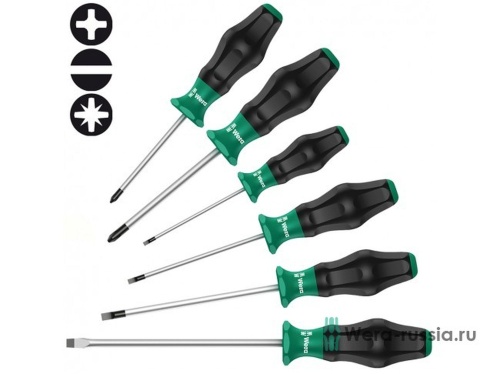 Набор отверток Kraftform Comfort, 6 предметов. 1335/1350/1355/6 | код WE-031553 | Wera