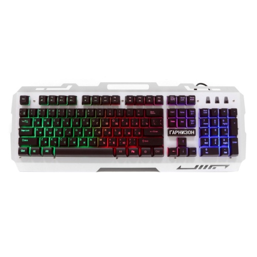 Клавиатура игровая Гарнизон GK-340GL, металл, подсветка RAINBOW, USB,черн/сер,антифантом кл-ши,каб 1.5м | код GK-340GL | Гарнизон