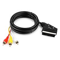 Кабель аудио/видео Cablexpert CCV-519-001, SCART / 3xRCA, с переключателем направления сигнала, 1.8м | код CCV-519-001 | Cablexpert