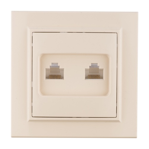 Минск Розетка RJ-45 2-местная СП бежевая | код ERK02-035-20 | EKF