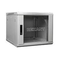 Шкаф настенный 6U 600х450х368мм стеклянная дверь RAL 7035 серый | код 04-0664-111 | REXANT