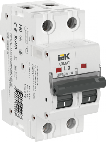 ARMAT Авт. выкл. M10N 2P L 3А IEK | код AR-M10N-2-L003 | IEK