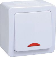 Выключатель 1-клавишный ГЕРМЕС PLUS, открытый монтаж, белый | код. EVMP11-K01-10-54-EC | IEK