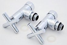 Комплект вентилей для полотенцесушителя угловой г/г 1'х3/4' с крестовой ручкой состаренная бронза | код 4627201601070 | ДВИН