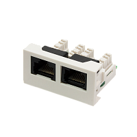 Вставка Mosaic 22.5x45 2xRJ45 Cat.6, белая | код LAN-WA-LP-2x45/6-WH | LANMASTER