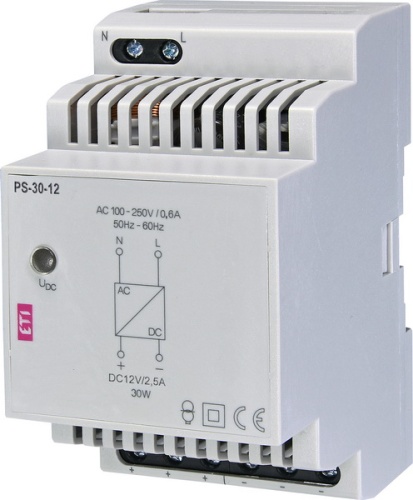 Блок питания PS-30-12 (Вход: 100-250V AC, Выход: 12V DC/30W/2,5A) | код 002470132 | ETI