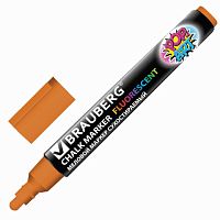 Маркер меловой BRAUBERG POP-ART, сухостираемый, для гладких поверхностей, 5мм, ОРАНЖЕВЫЙ, 151531 | код 151531 | BRAUBERG