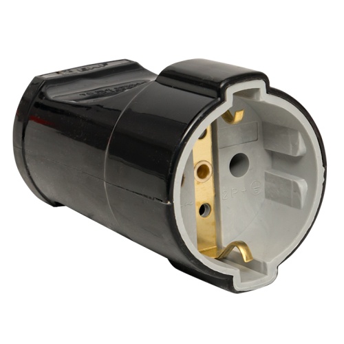 Штепсельное гнездо с/з черное 16А 250 В Proxima | код ASG16-30-r | EKF