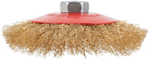 Корщетка-колесо с наклоном, гайка М14, стальная волнистая латунированная проволока 125 мм | код 39023 | FIT фото 5 Корщетка-колесо с наклоном, гайка М14, стальная волнистая латунированная проволока 125 мм | код 39023 | FIT фото 5