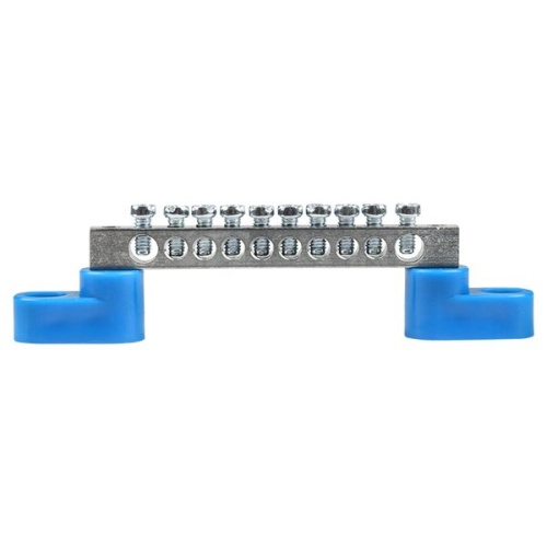 Шина "0" N (6x9мм) 10 отв, цинк 2 синих угловых изолятора | код sn1-63-10-2 | EKF фото 3